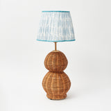 Rattan Bardot Lamp with Blue Fern Lampshade (30cm)