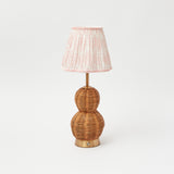 Rattan Bardot Rechargeable Lamp with Pink Fern Lampshade (15cm)