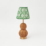 Rattan Bardot Rechargeable Lamp with Green Ikat Lampshade (15cm)
