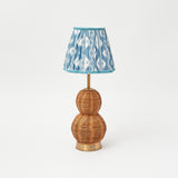 Rattan Bardot Rechargeable Lamp with Blue Lampshade (18cm)