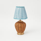 Rattan Ursula Rechargeable Lamp with Soft Blue Lotus Flower Lampshade (15cm)