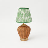 Rattan Ursula Rechargeable Lamp with Green Fern Lampshade (15cm)