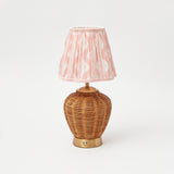 Rattan Ursula Rechargeable Lamp with Pink Lampshade (18cm)