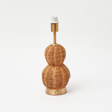 Rattan Bardot Rechargeable Lamp with Green Ikat Lampshade (15cm)