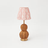 Rattan Bardot Rechargeable Lamp with Pink Lampshade (18cm)