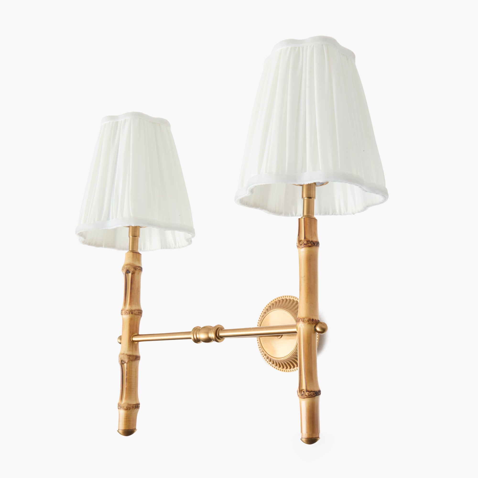 Bamboo Rechargeable Double Wall Light with Cream Shades (14cm)