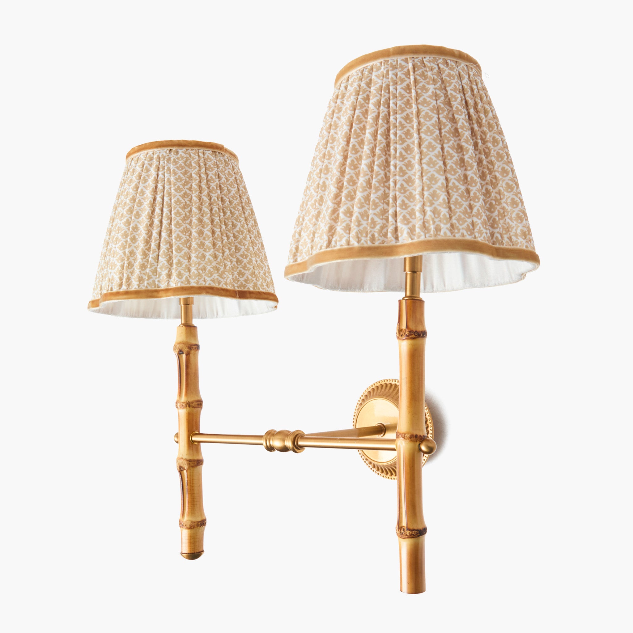 Bamboo Rechargeable Double Wall Light with Putty Lotus Shades (18cm)