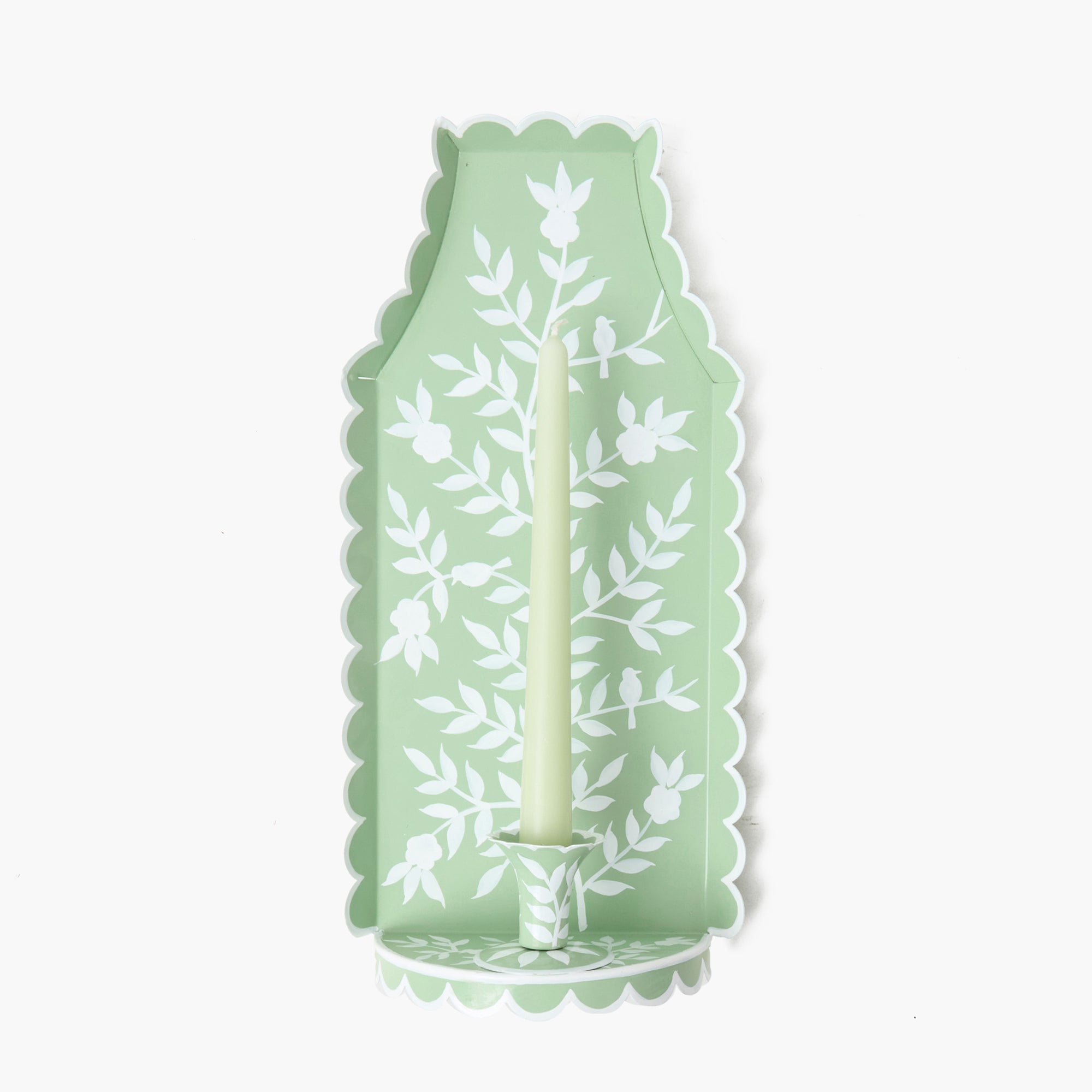 Green Chinoiserie Tole Candle Sconce