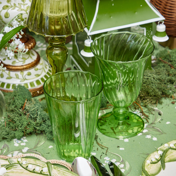 Apple Green Fluted Water Glasses (Set of 4)