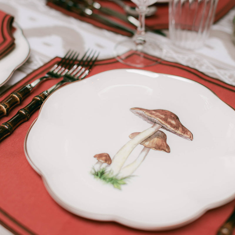 Scalloped Mushroom Dinner Plates: Rustic chic dining.