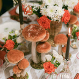 Add a dash of nature-inspired charm to your space with the Tall Orange Velvet Mushroom Set, offering visual appeal.