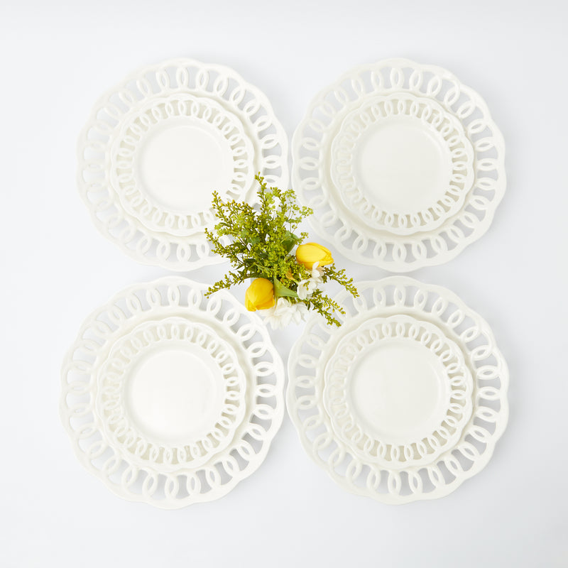 White Lace Dinner & Starter Plates (Set of 8)