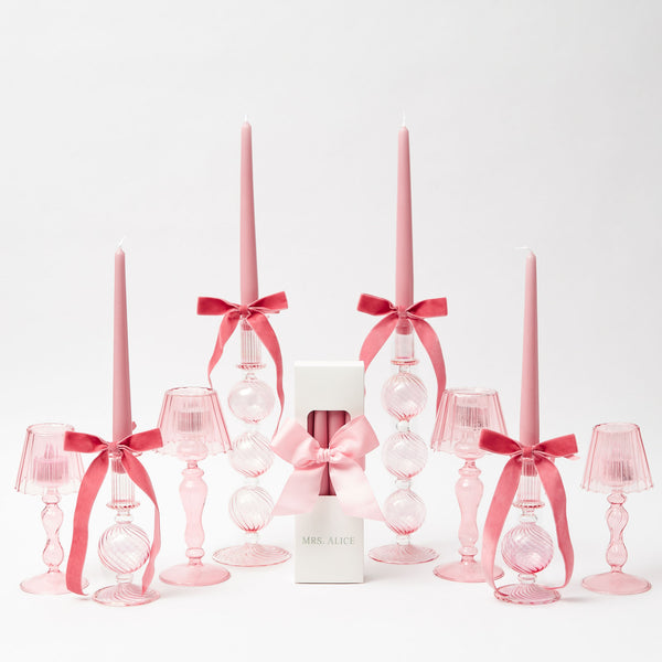 Pink Ribboned Camille Peony Candlescape