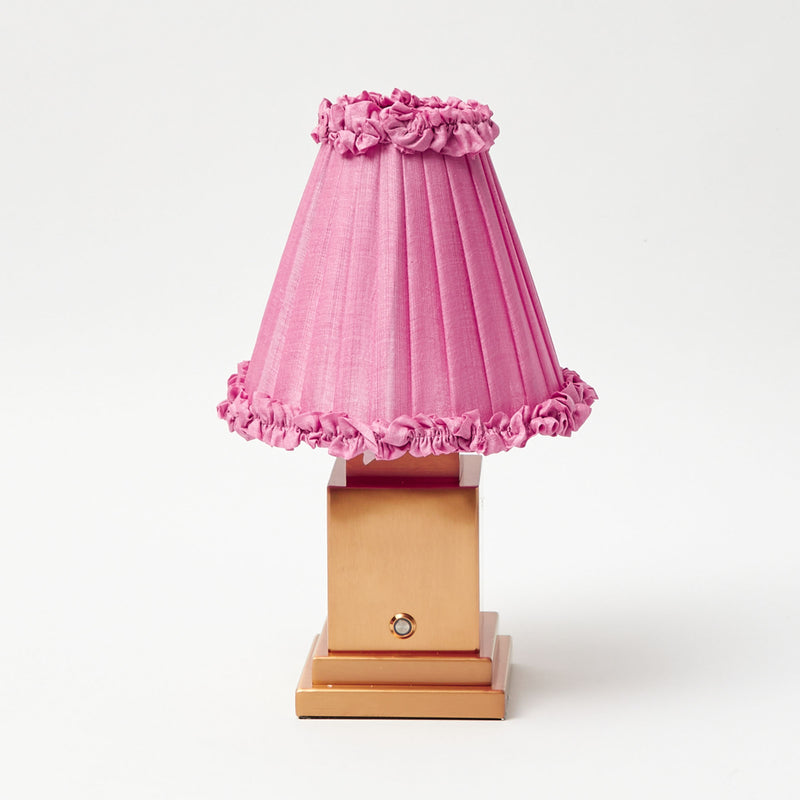 Rechargeable Lamp with Pink Frilled Lampshade (18cm)