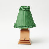 Rechargeable Lamp with Green Frilled Lampshade (18cm)