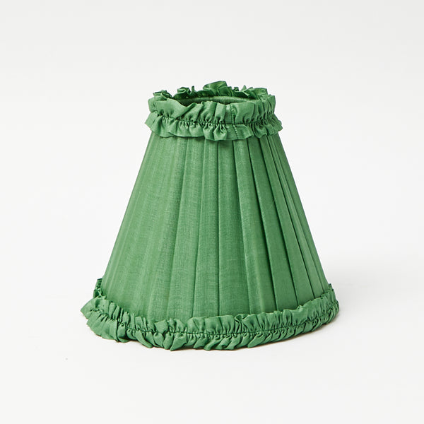 Green Frilled Silk Lampshade