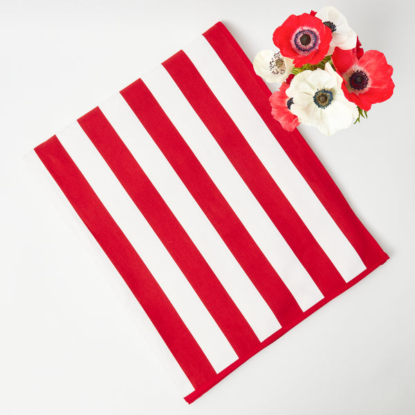 Inès Red Stripe Tablecloth