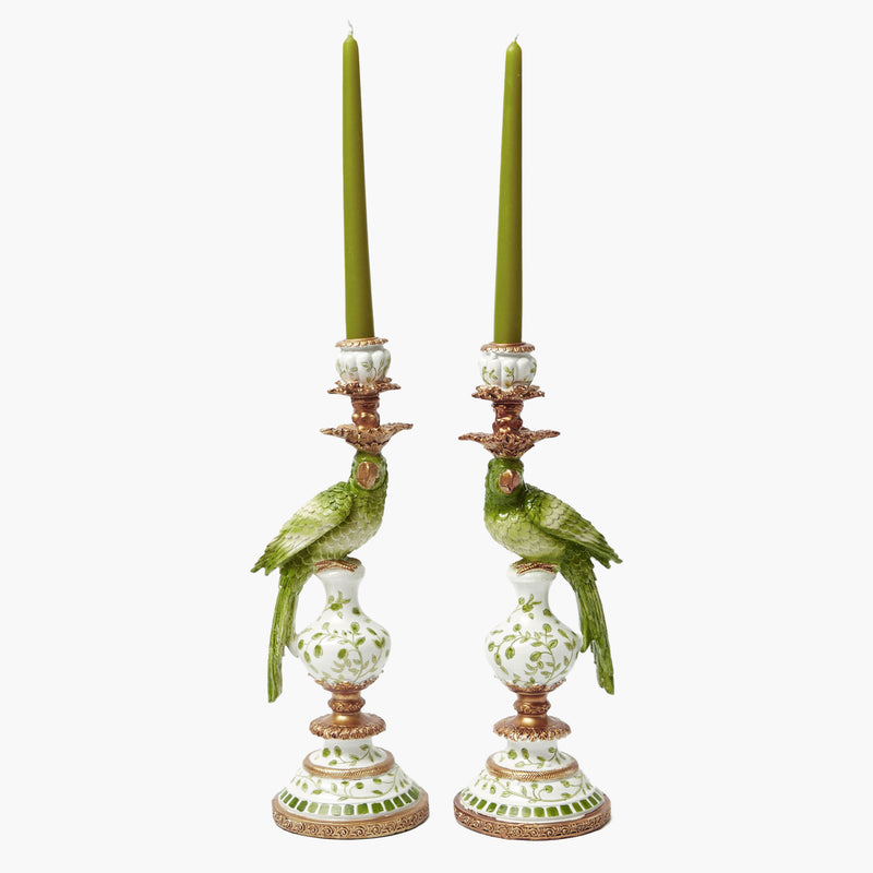 Green Parrot Candle Holder (Pair) Mrs. Alice