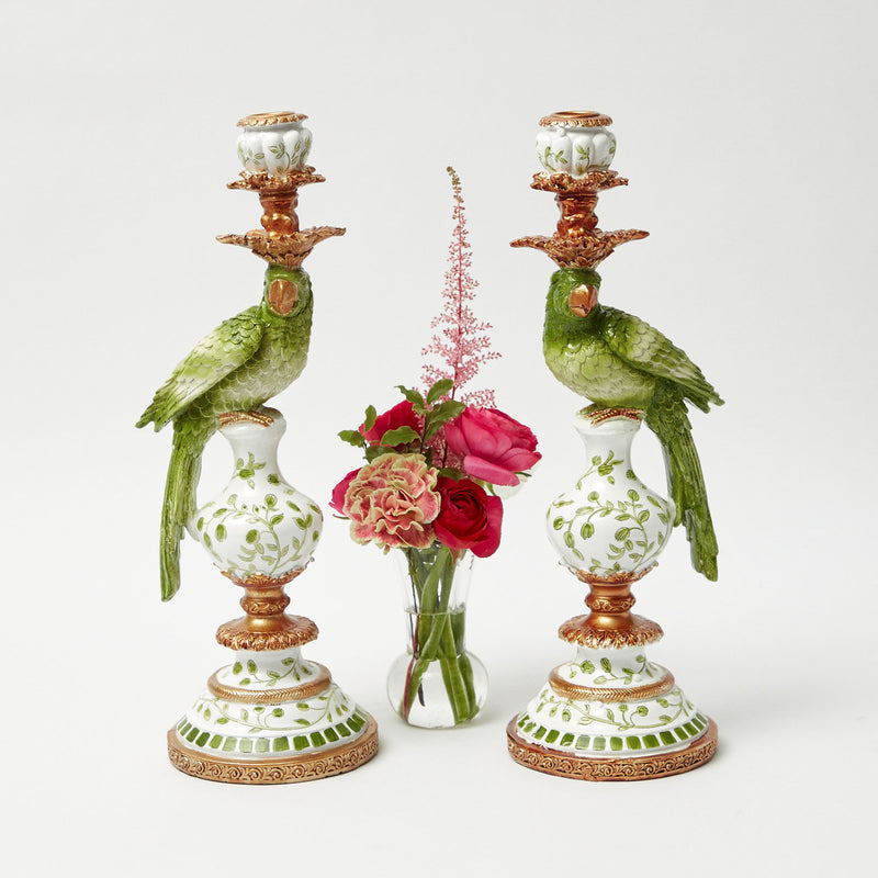 Green Parrot Candle Holder (Pair)