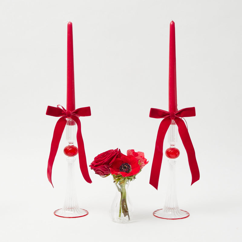 Paulette Red Candle Holders (Pair)