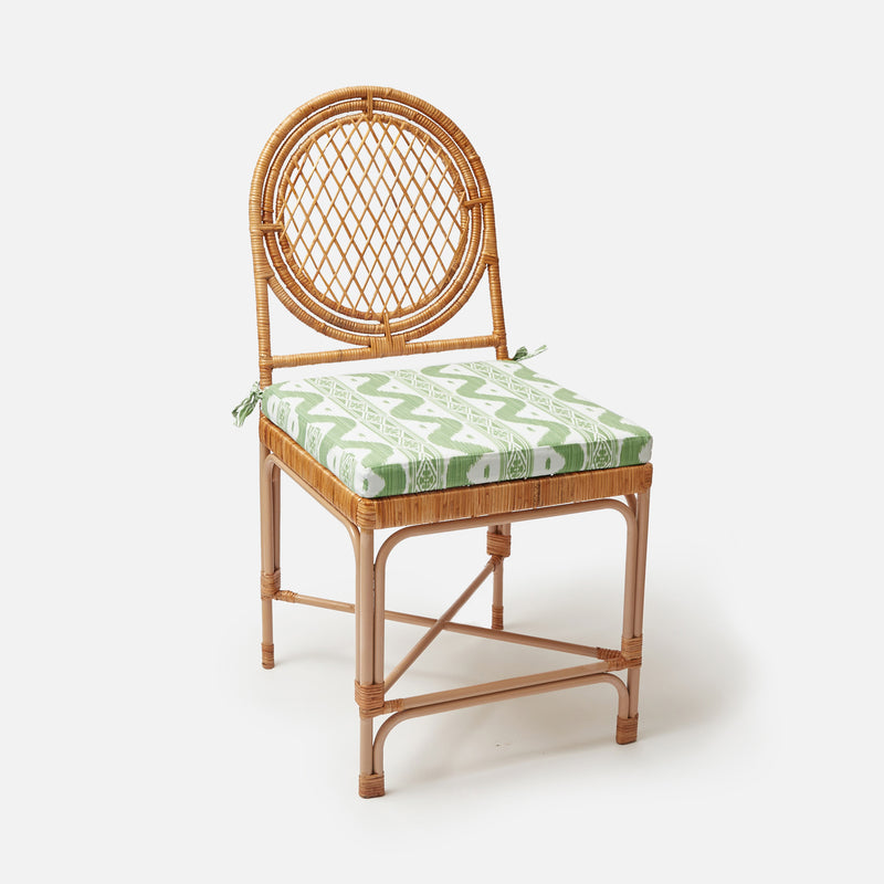 Vivienne Rattan Chair with Ikat Seat Pad Cushion