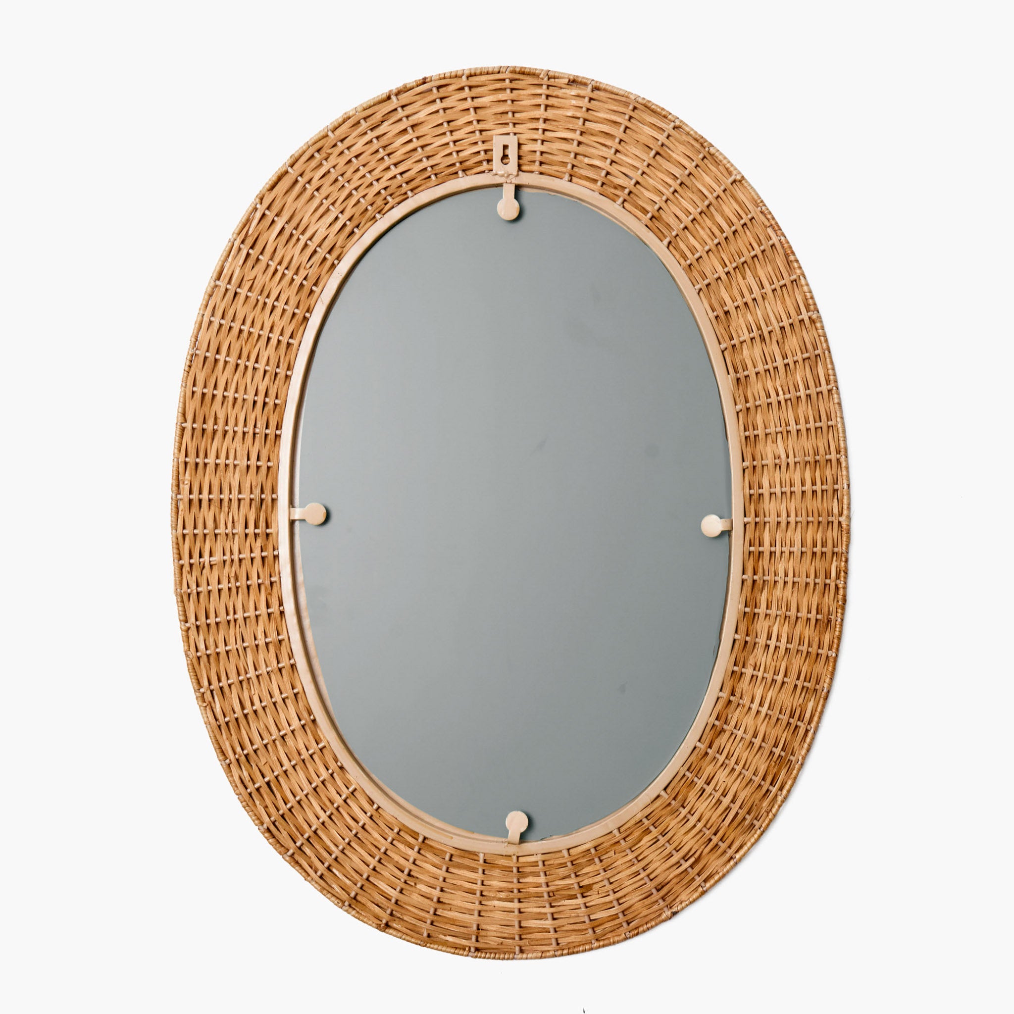 Oval Braided Rattan Mirror