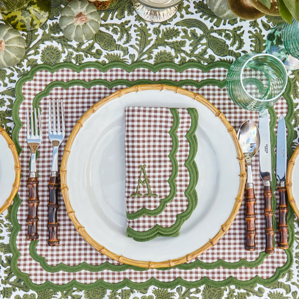 Isla Gingham & Green Placemats & Napkins (Set of 4)
