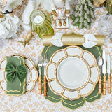 Elevate your dinner table with these stylish Gold Petal Bamboo Dinner Plates.