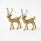 Hanging Gold Glitter Stags (Pair)