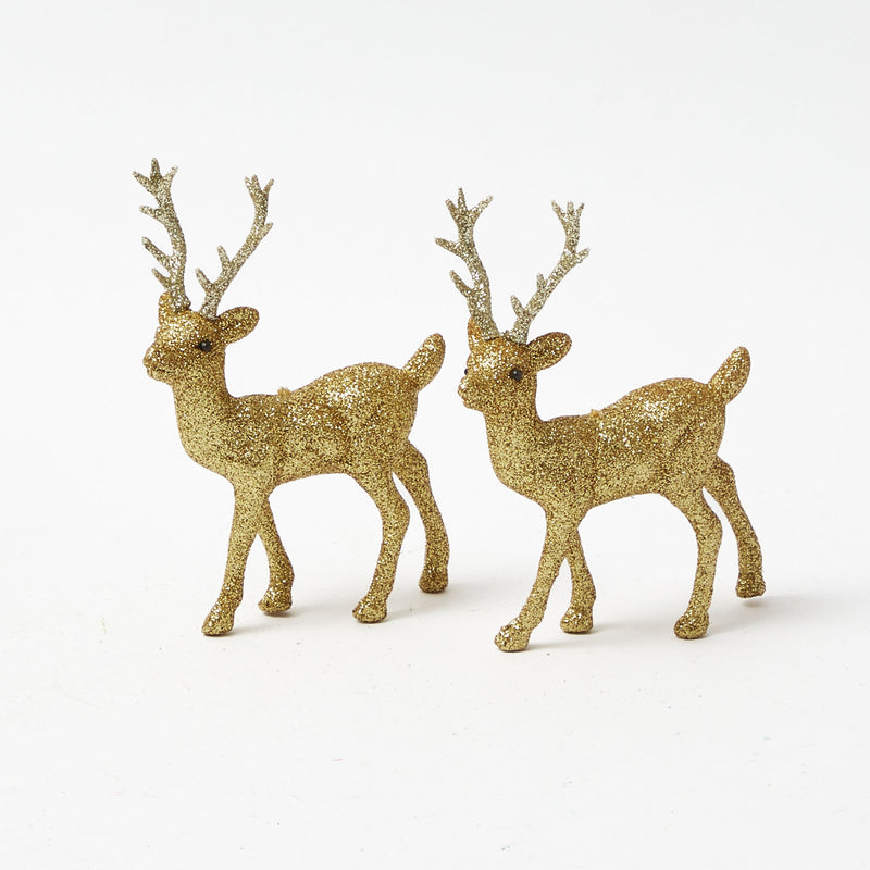 Hanging Gold Glitter Stags (Pair)