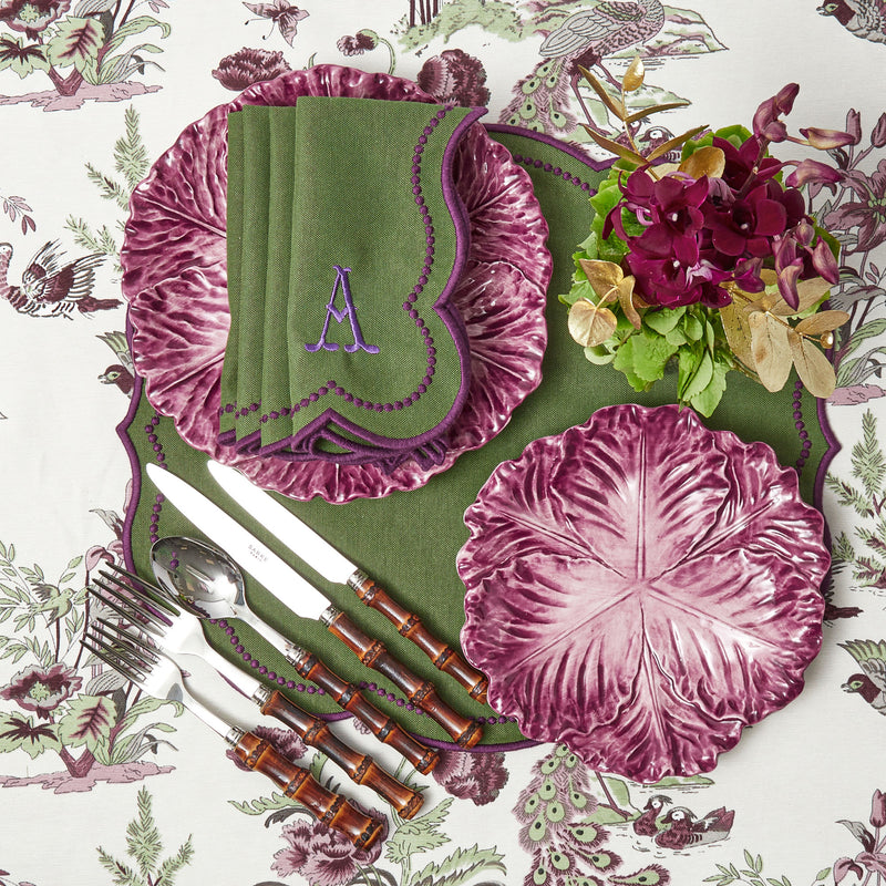 The Serena Aubergine Cabbage Dinner & Starter Plates (Set of 8) offer versatility and style.