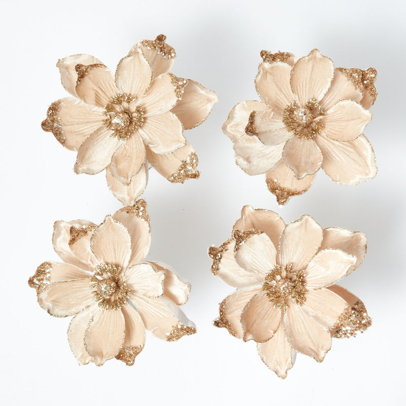 Elevate your décor with the elegant Clip On Champagne Flower Ornament.