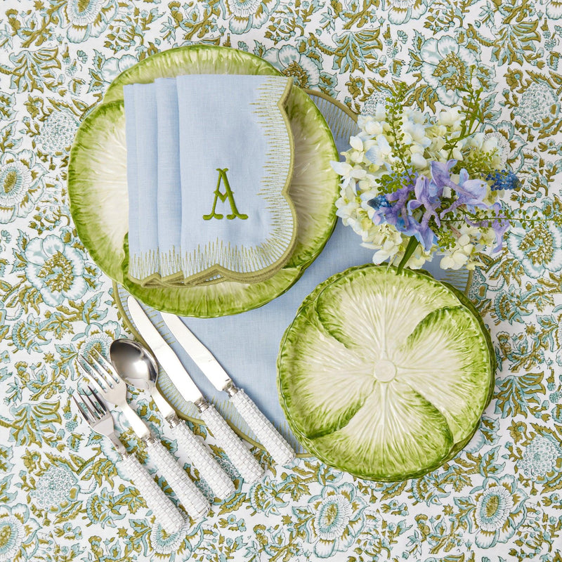 Alathea Blue & Green Linen Napkins (Set of 4) - Mrs. Alice