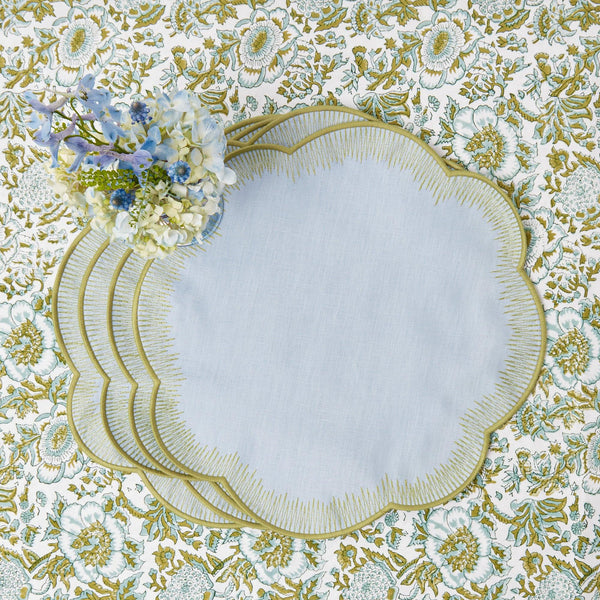 Alathea Blue & Green Linen Placemats (Set of 4) - Mrs. Alice