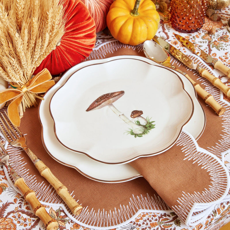 Crafted for elegance: Set of 4 Caramel Linen Placemats & Napkins.