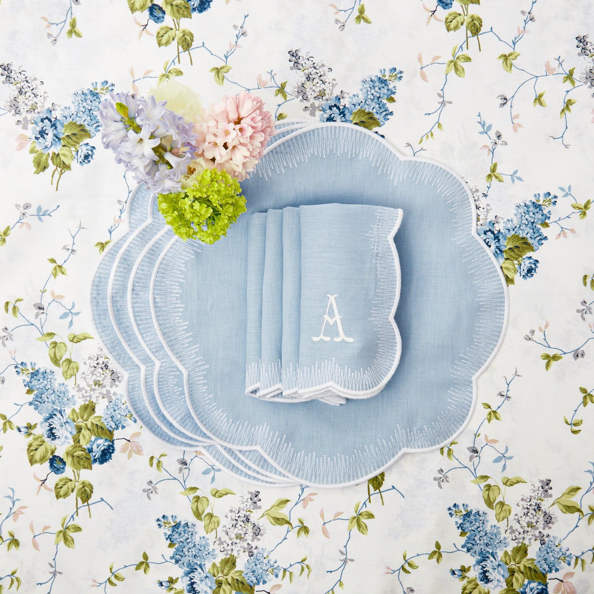 Mushroom Blue Linen Napkins (Set of 4) – Mrs. Alice