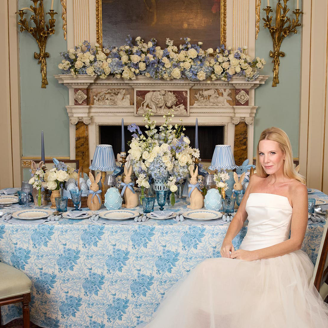 Blue Lady Isabella's Garden Tablecloth