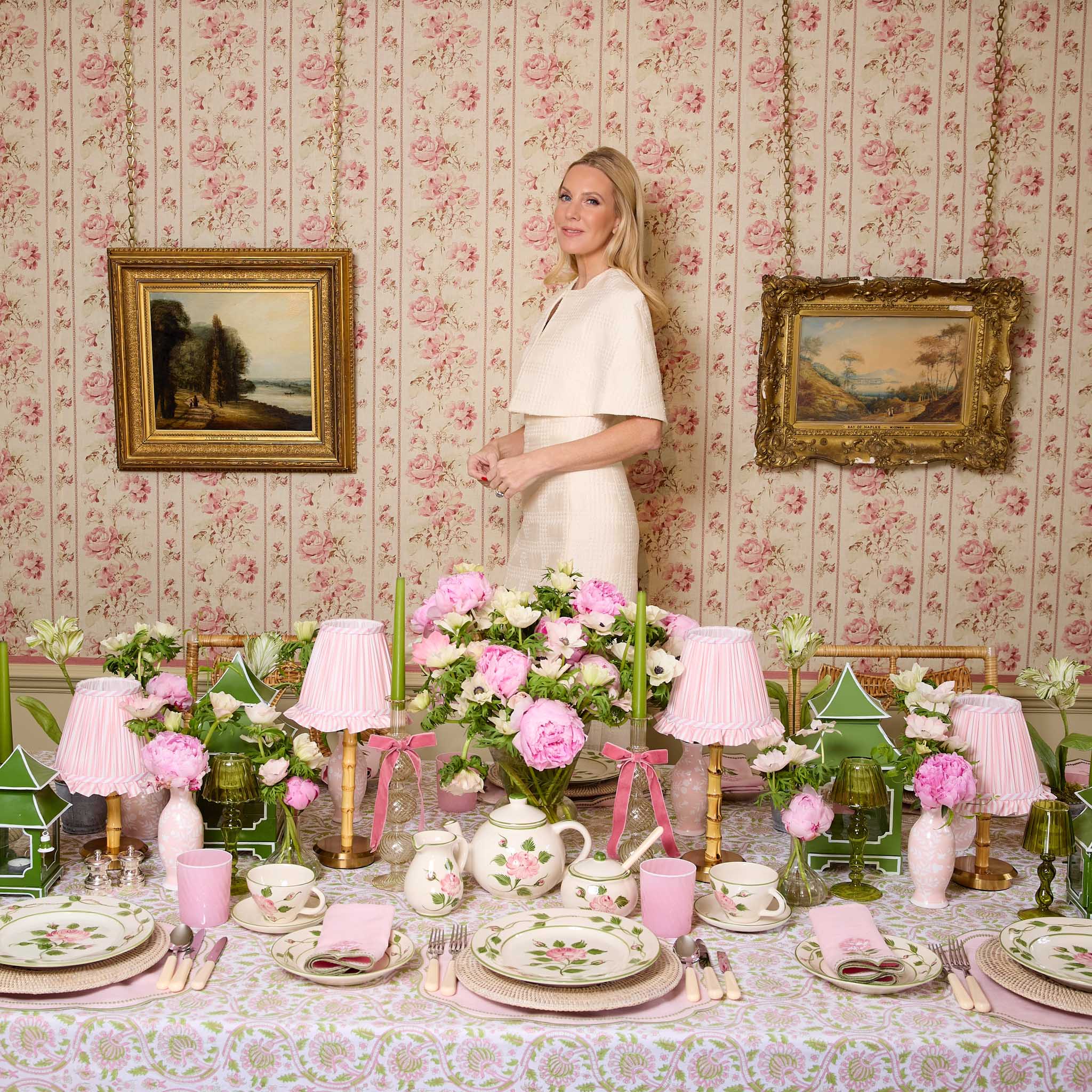Pink & Green Agatha Tablecloth