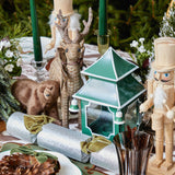 Enhance your Christmas gatherings with the warm and welcoming presence of the Forest Green Mini Pagoda Lantern Pair, designed to bring a touch of tradition and elegance to your holiday celebrations.