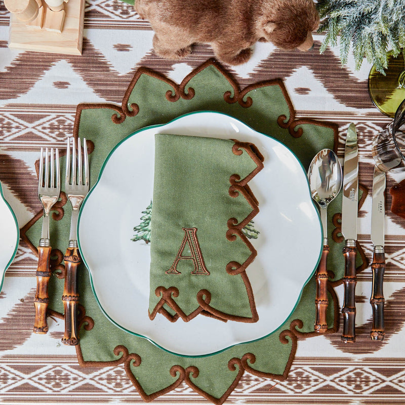 Elevate your dining experience with Angelina Forest Green & Brown Placemats (Set of 4).
