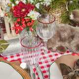 Create a merry atmosphere with the Set of 4 Red Rim Water Glasses - the ideal choice for adding a touch of holiday spirit to your celebrations.