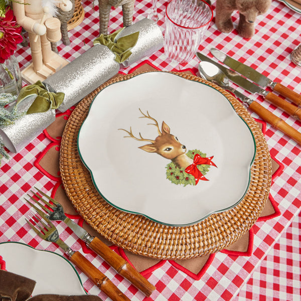 Elevate your dining experience with the Bambi Scalloped Dinner Plate, a delightful and elegant plate that captures the enchanting world of Bambi.
