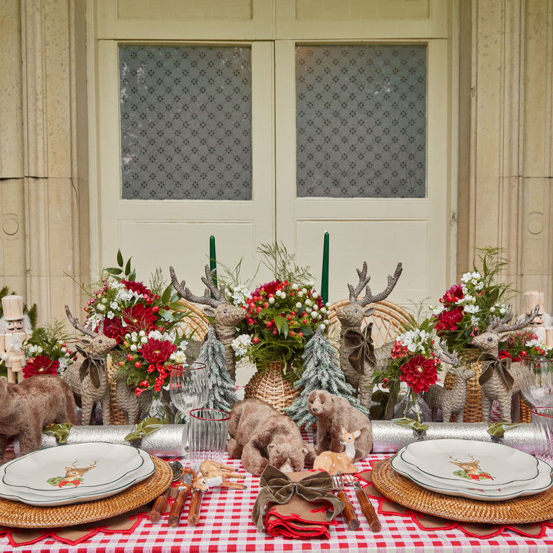 These Large Rattan Reindeer radiate a cozy and festive atmosphere.