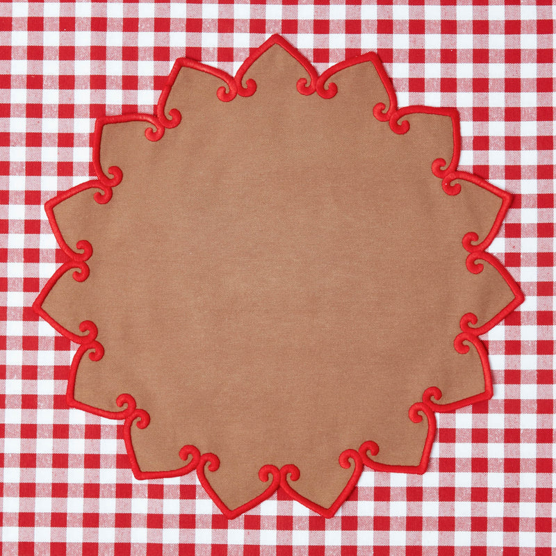 Angelina Chestnut & Red Placemats (Set of 4)