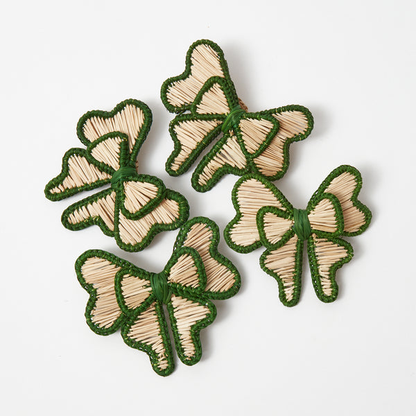 Elevate your table setting with these charming Green Rattan Napkin Bows.