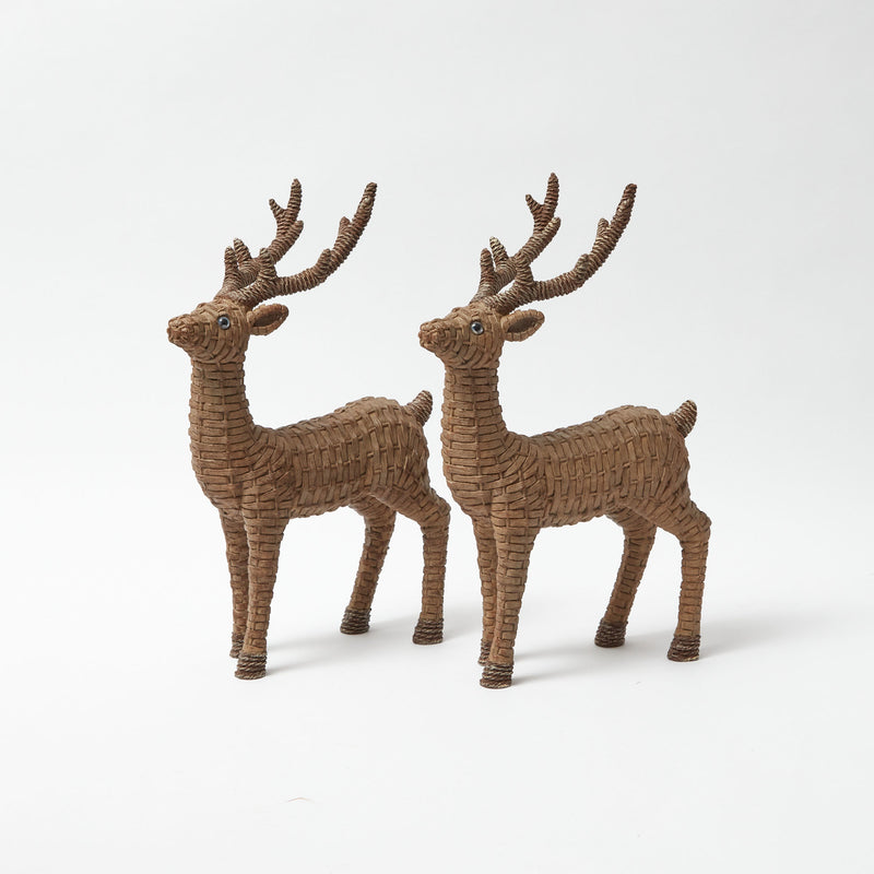 Elevate your holiday decorations with the graceful Rattan Reindeer Family.