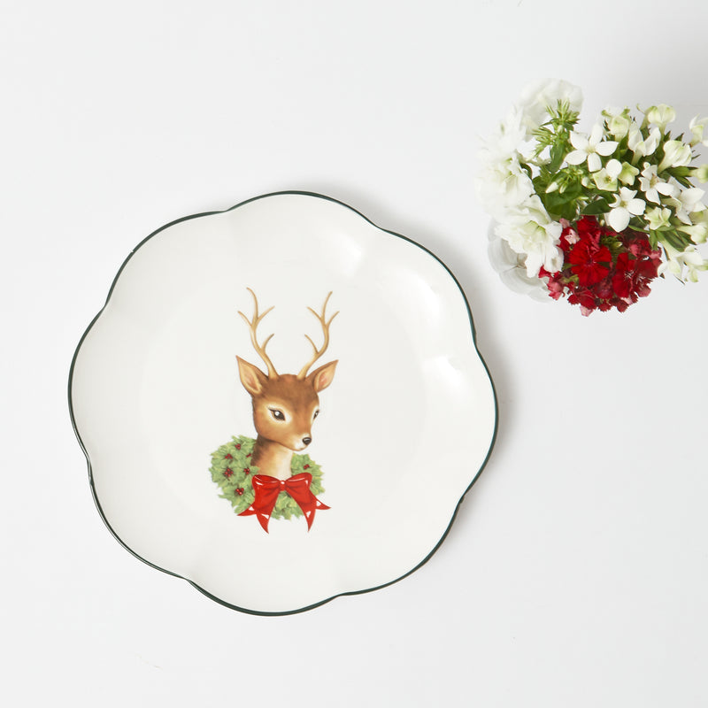 Make your dining occasions extra special with the Bambi Scalloped Dinner Plate, a charming plate that embodies the spirit of Disney and brings elegance to your table.