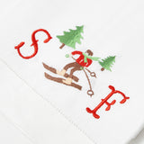 Start your winter traditions with the Embroidered Skier White Linen Hand Towel, an elegant and seasonal hand towel that adds a touch of winter elegance to your bathroom.