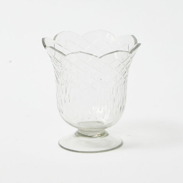 Small Scalloped Engraved Glass Vase