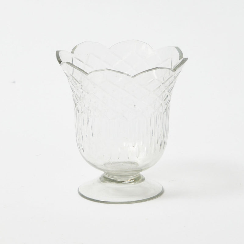 Scalloped Engraved Glass Vase